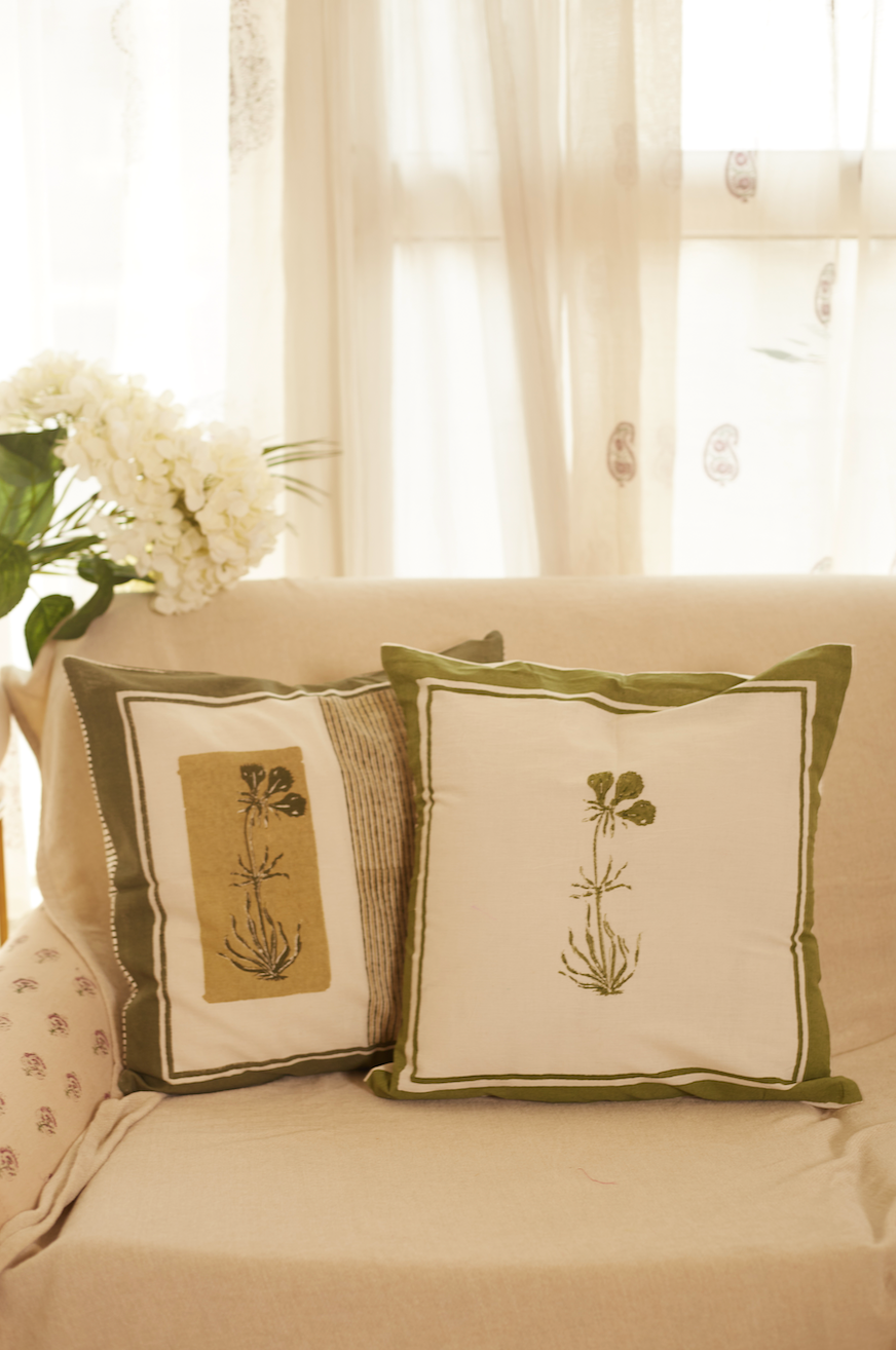 Rangoli Olive Petal Cushion Covers (Set of 2)