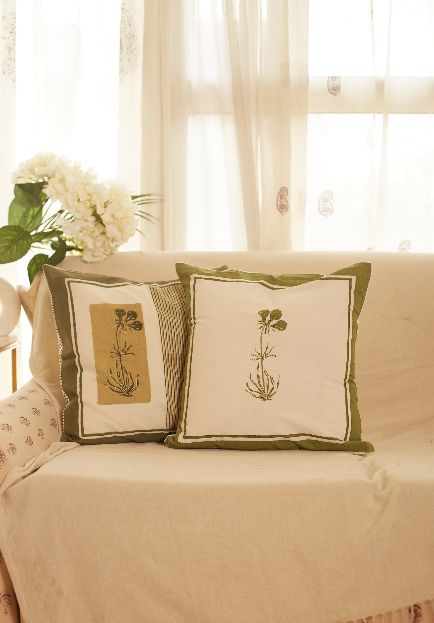 Rangoli Olive Petal Cushion Covers (Set of 2)