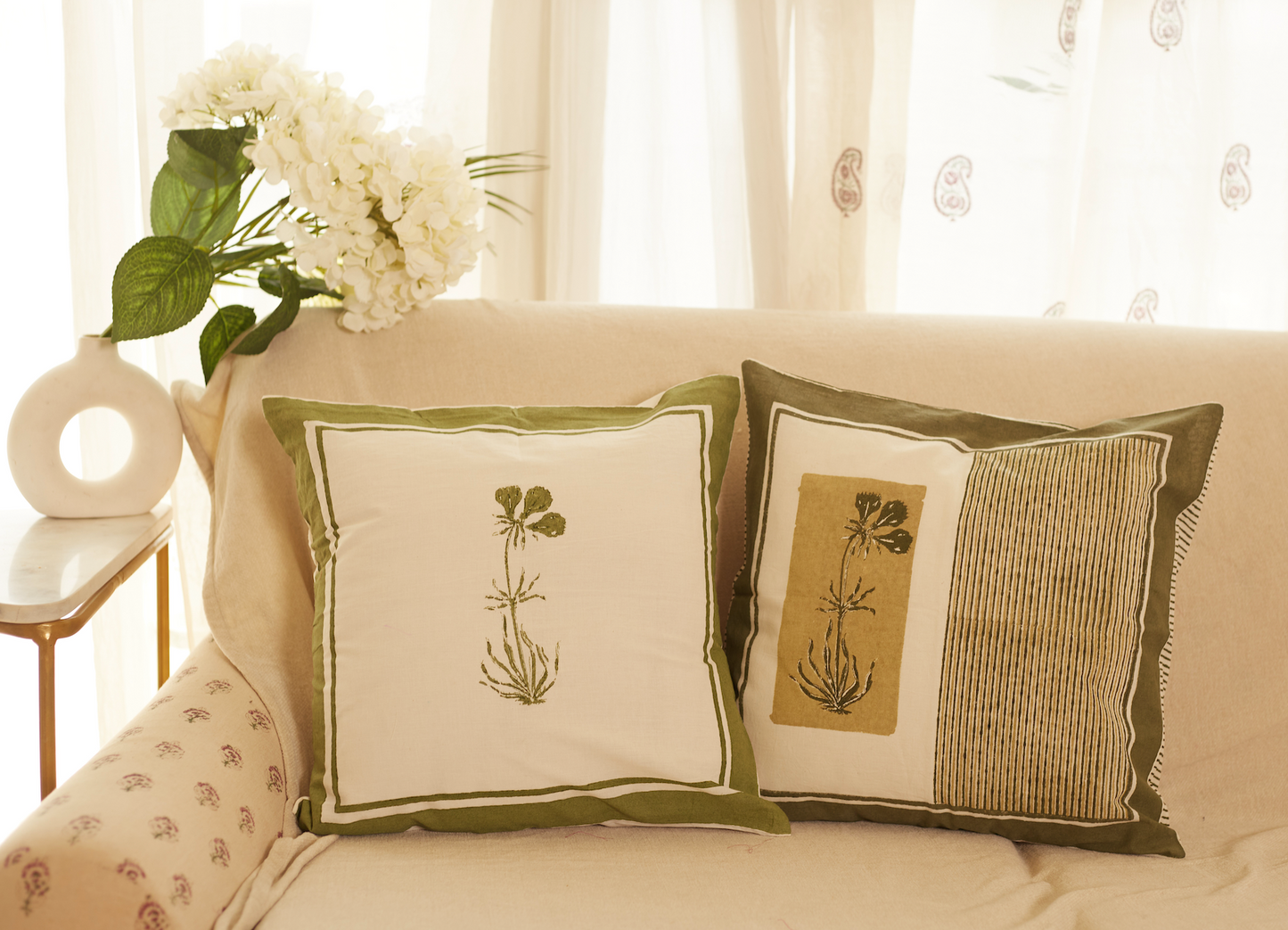 Rangoli Olive Petal Cushion Covers (Set of 2)