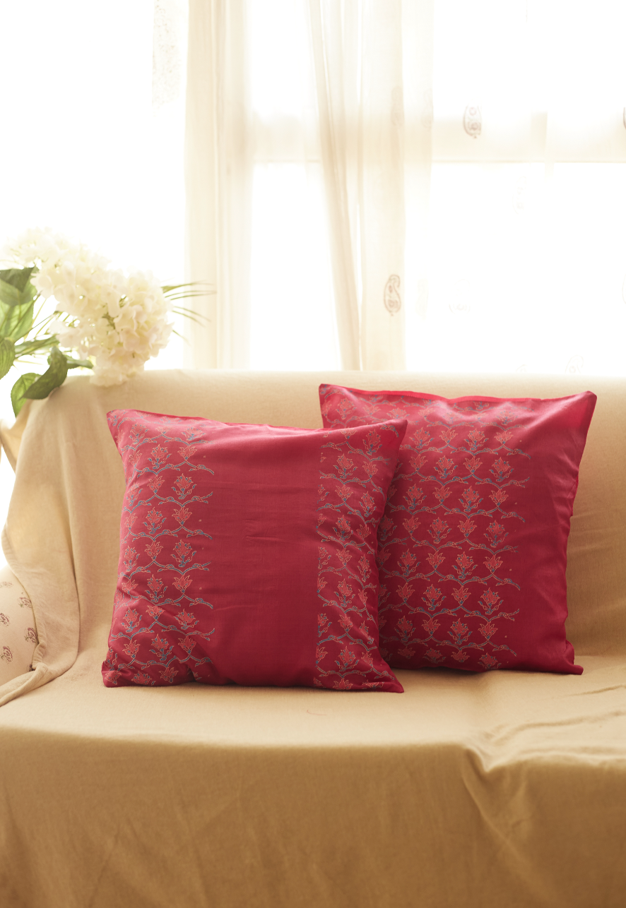 Rangoli Jaal Pink Cushion Covers Tussar