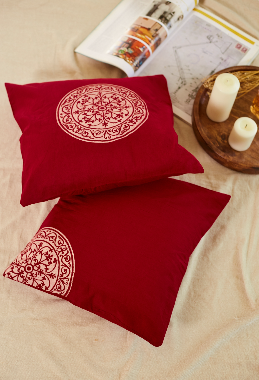 Rangoli Red Cushion Covers (Set of 2)