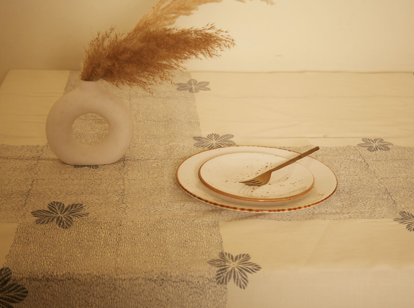 Rangoli White Table Cover