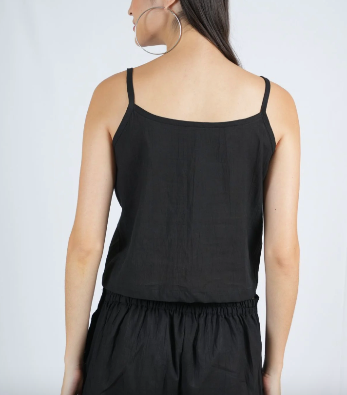 Black and White Cotton Strap Blouse with Lining (Set of 2)