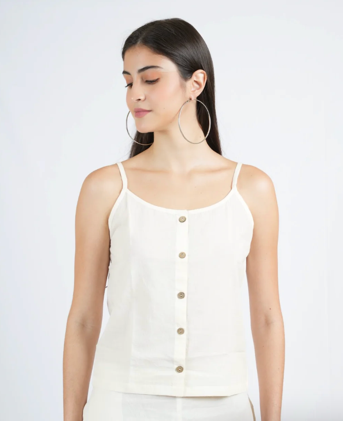 Black and White Cotton Strap Blouse with Lining (Set of 2)