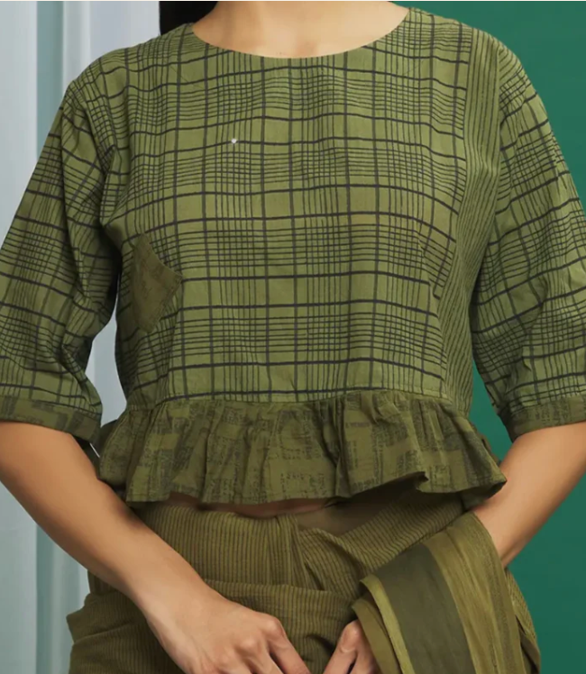 Olive Green Cotton Blouse