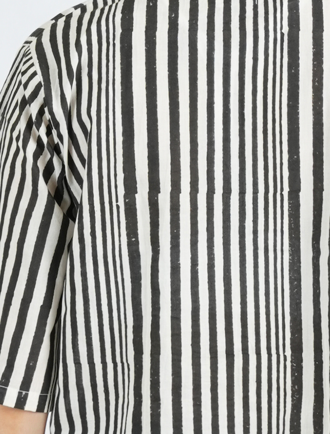 Black-White Stripe Cotton Blouse