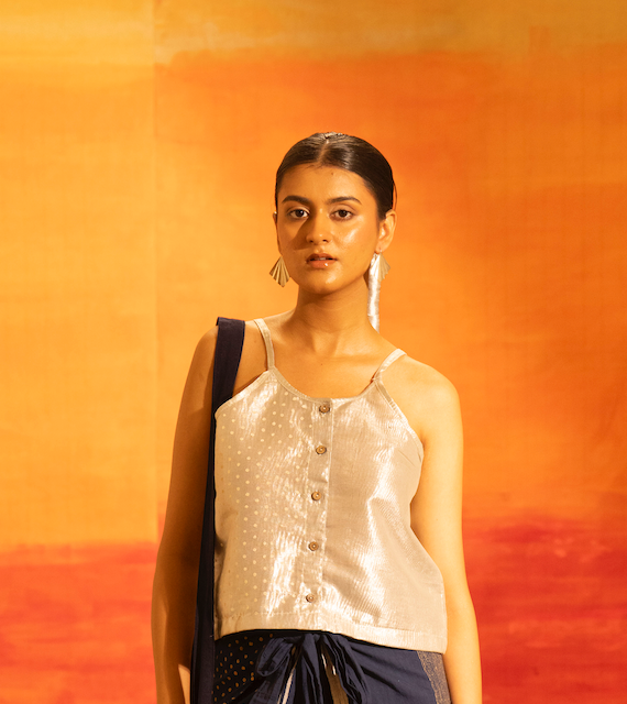 Silver Zari Strap Blouse