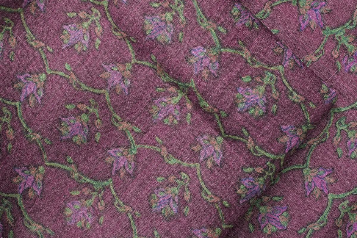 Brown 100 % Pure Tussar Handblock Printed Fabric