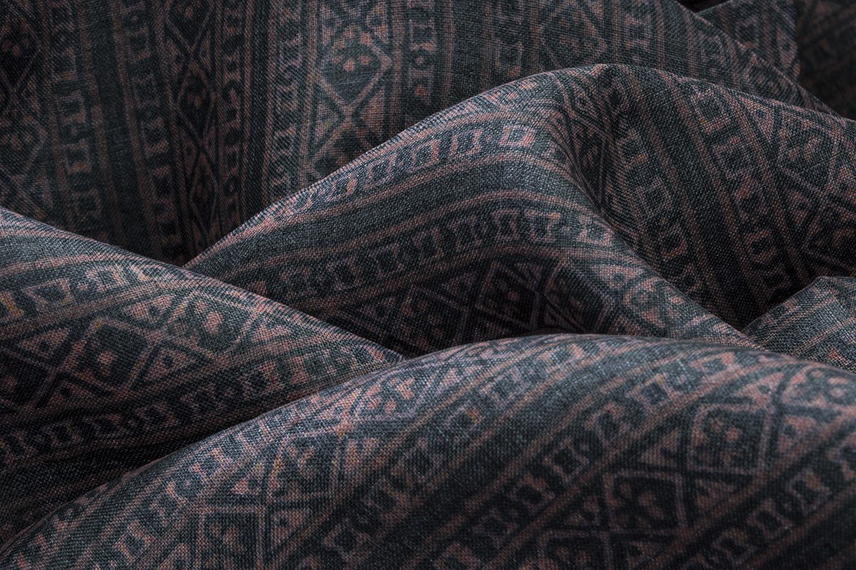 Charcoal 100 % Pure Tussar Handblock Printed Fabric