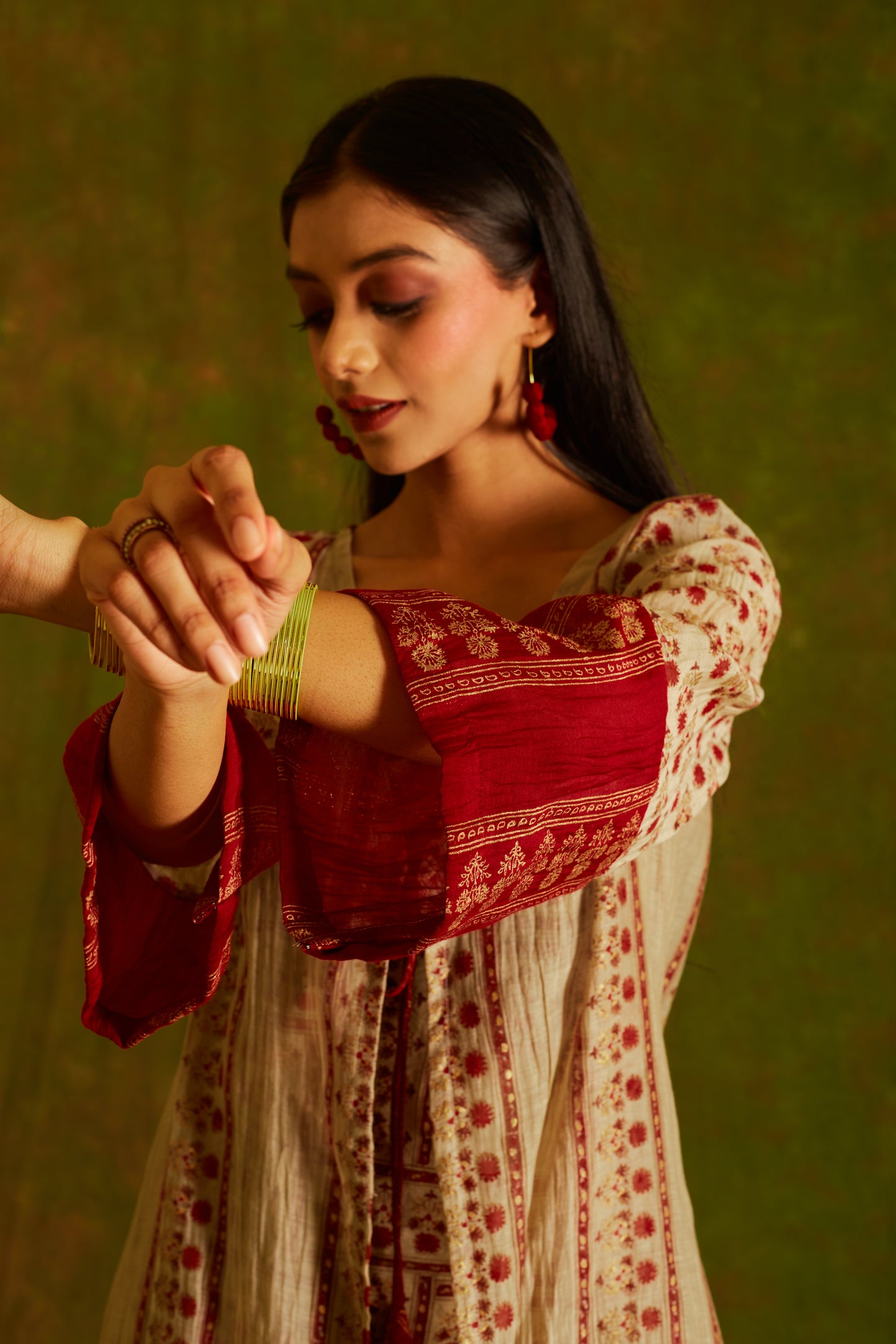 Jashan Surkh -Surmai Chanderi Dress with Shrug