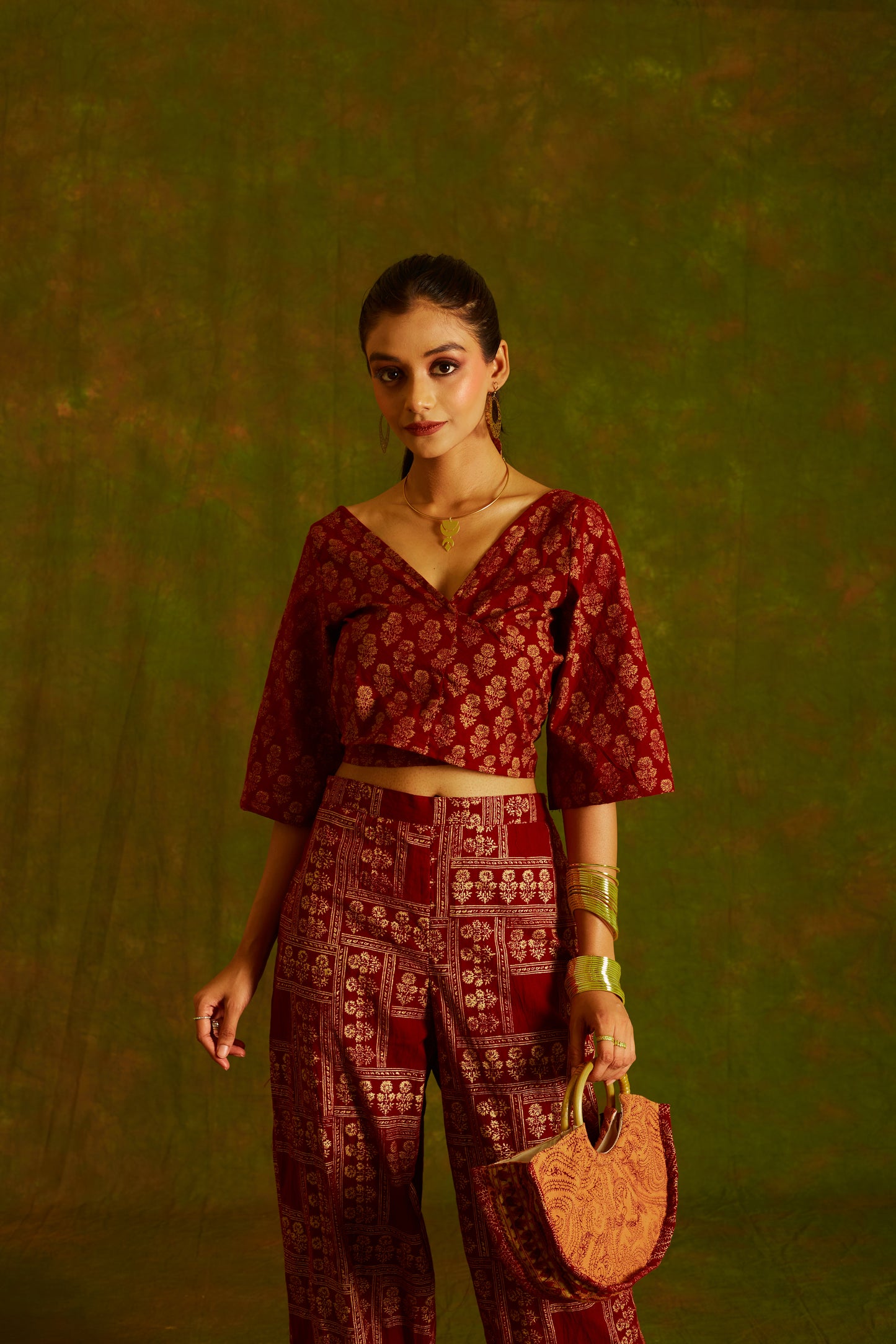 Jashan Surmai Tie-Up Blouse Top