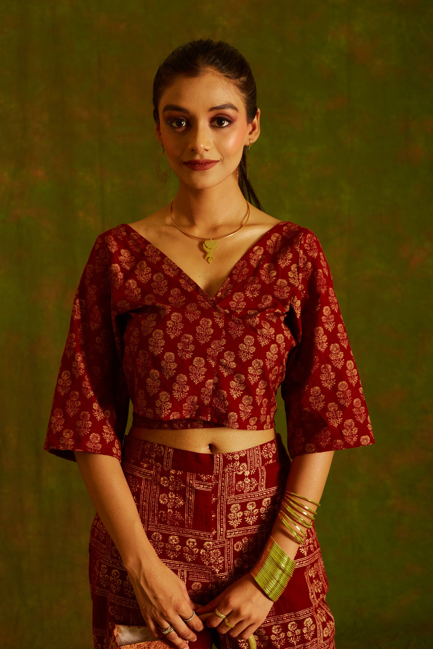 Jashan Surmai Tie-Up Blouse Top