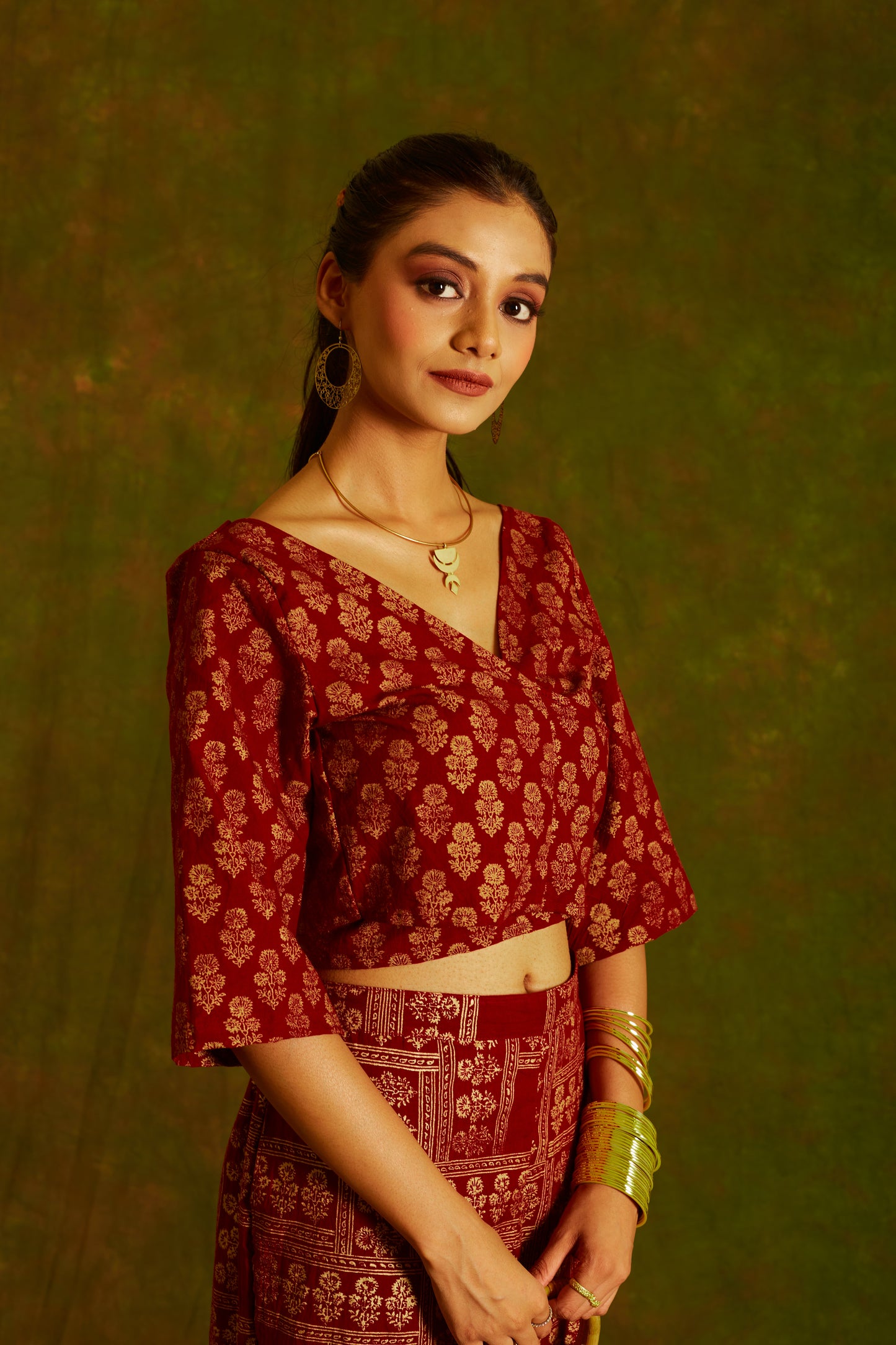 Jashan Surmai Tie-Up Blouse Top