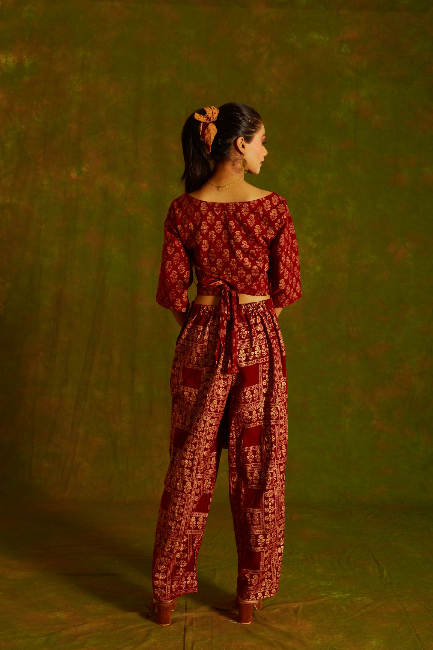 Jashan Surmai Tie-Up Blouse Top