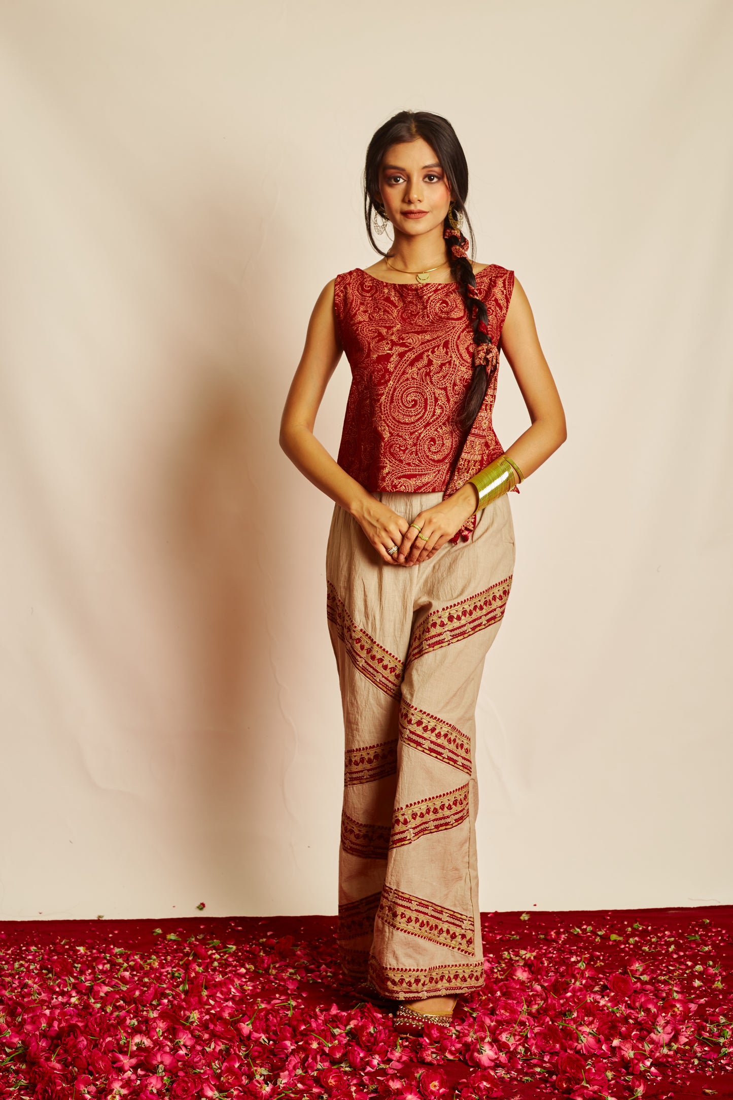 Jashan Surkh-Surmai Top and Pants Cordinate (Set of 2)