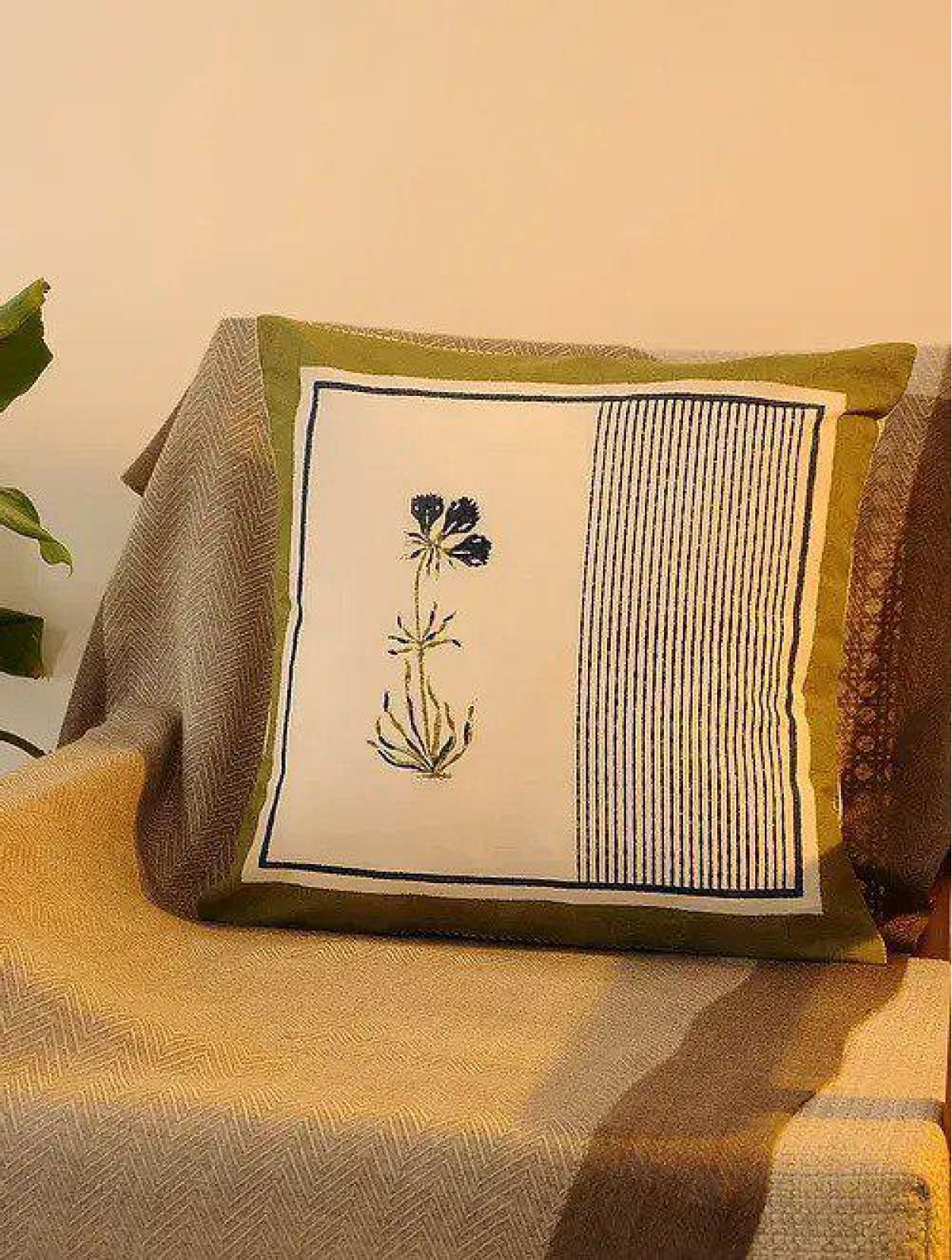 Indigo & White Set Of 2 Hand Block Printed Cushion Cover