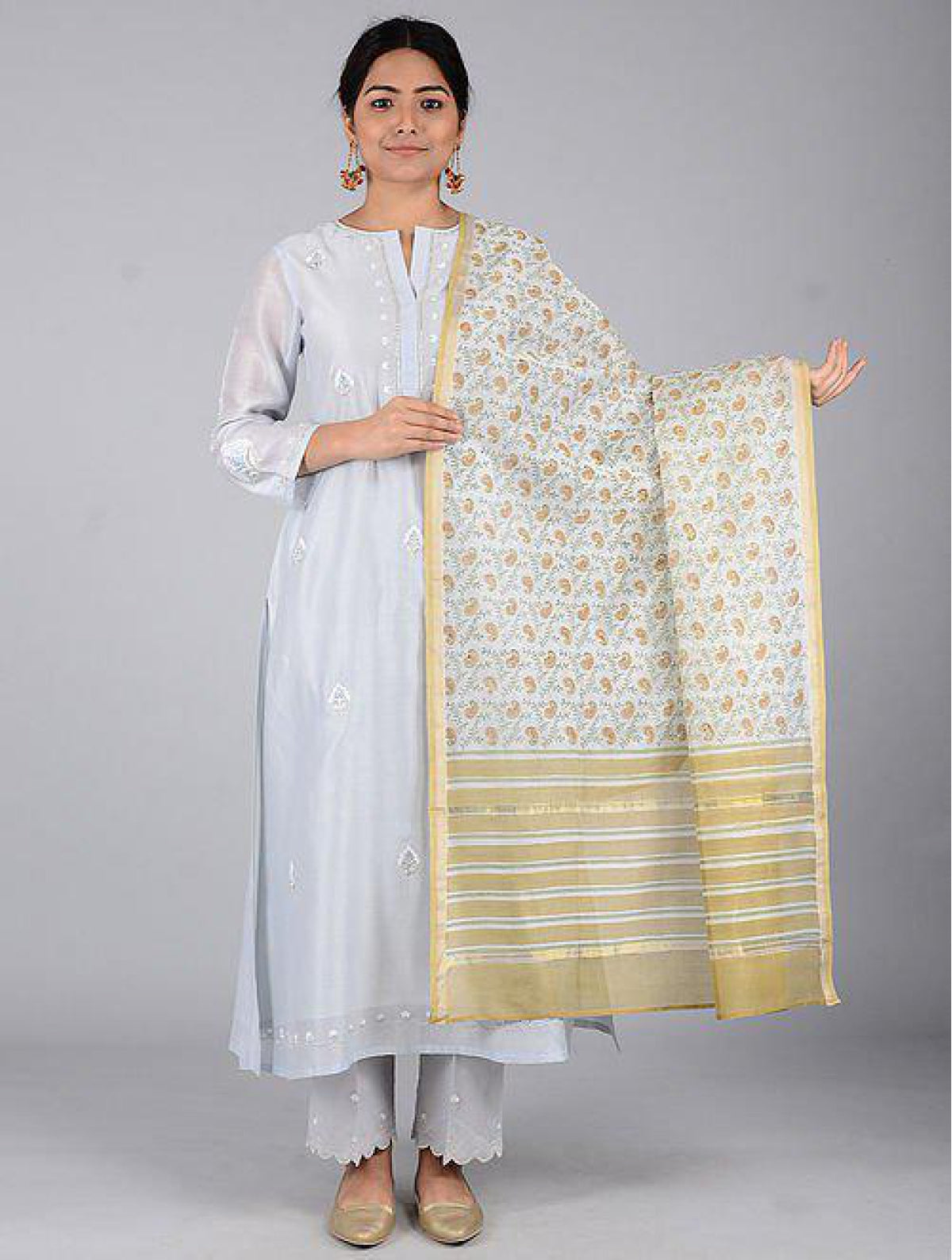 Beige Chanderi Dupatta