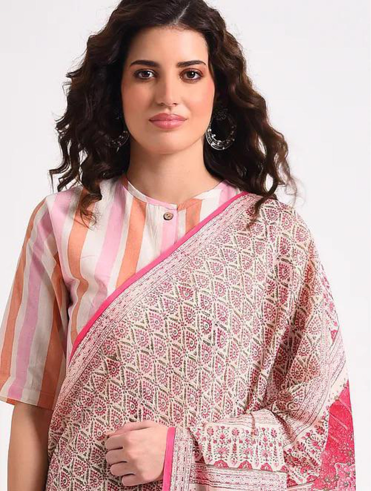 Pink bootie Cotton Saree