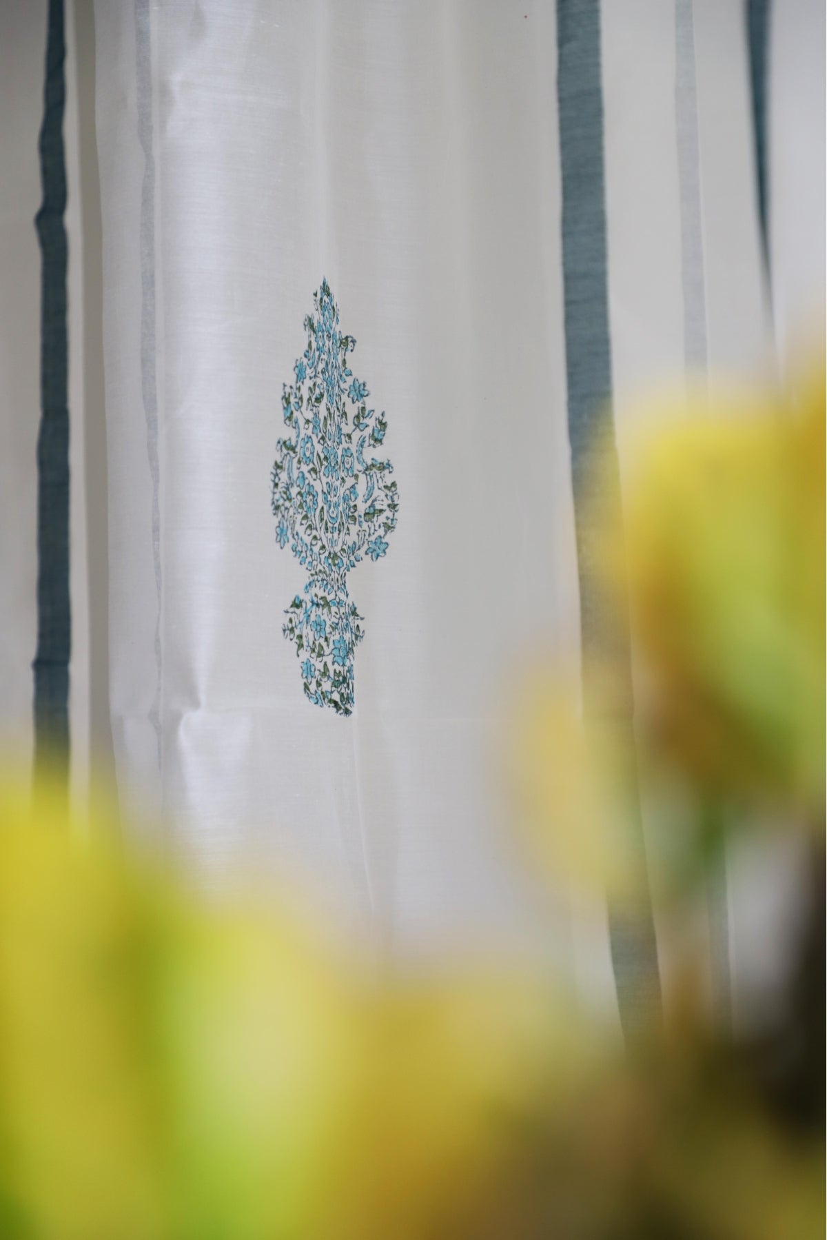 Chanderi Stripe Paisely Curtains (Set of 2)