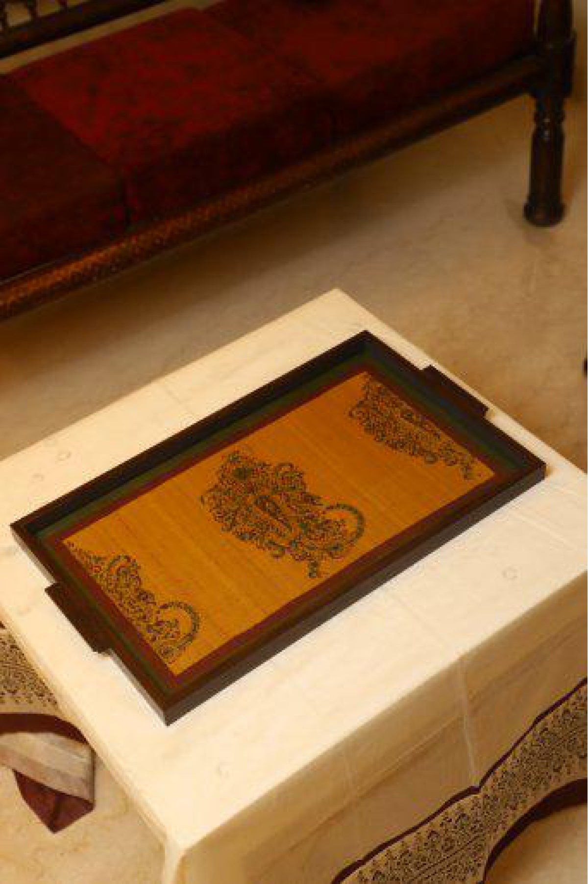 Wooden Handblock Printed Tray