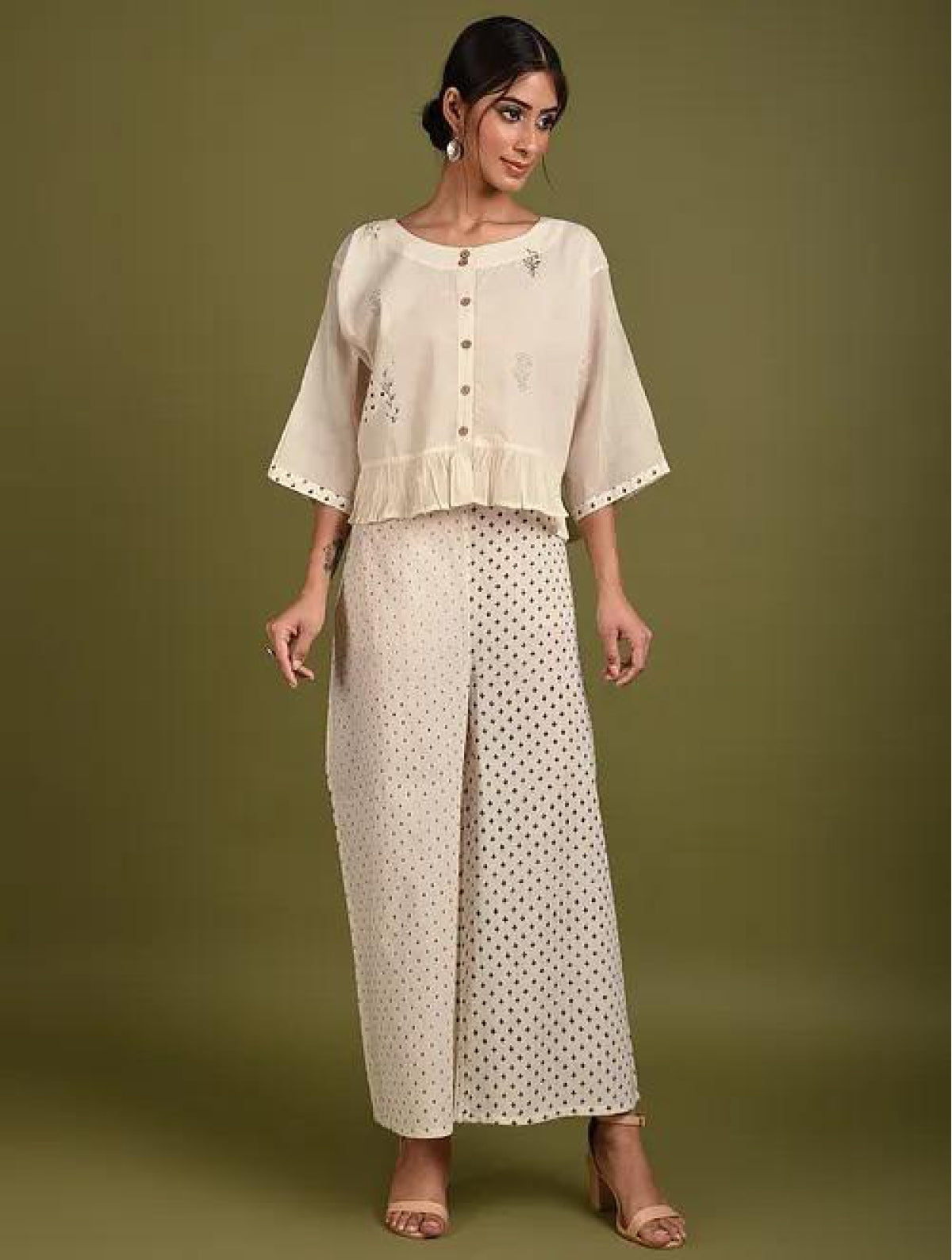 Jaal and Floral Top & Pants