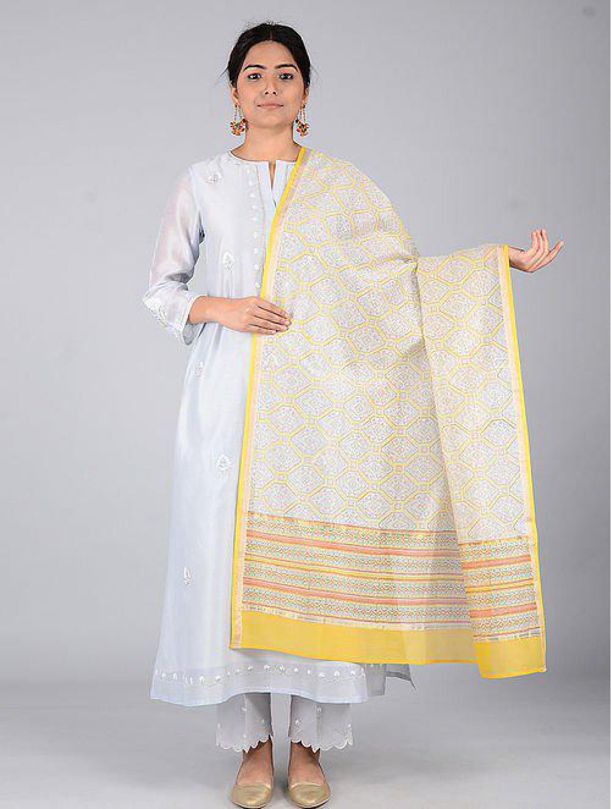 Light Yellow Chanderi Dupatta