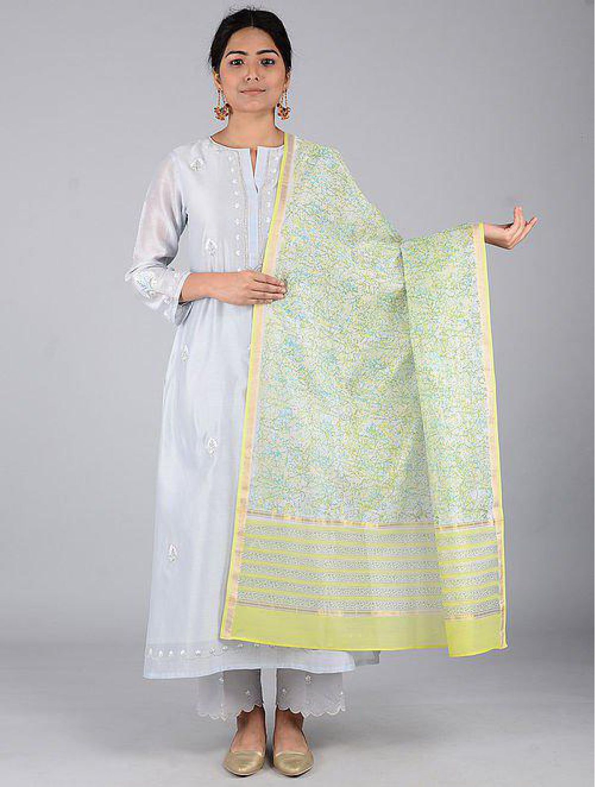 Green- Yellow Chanderi Dupatta