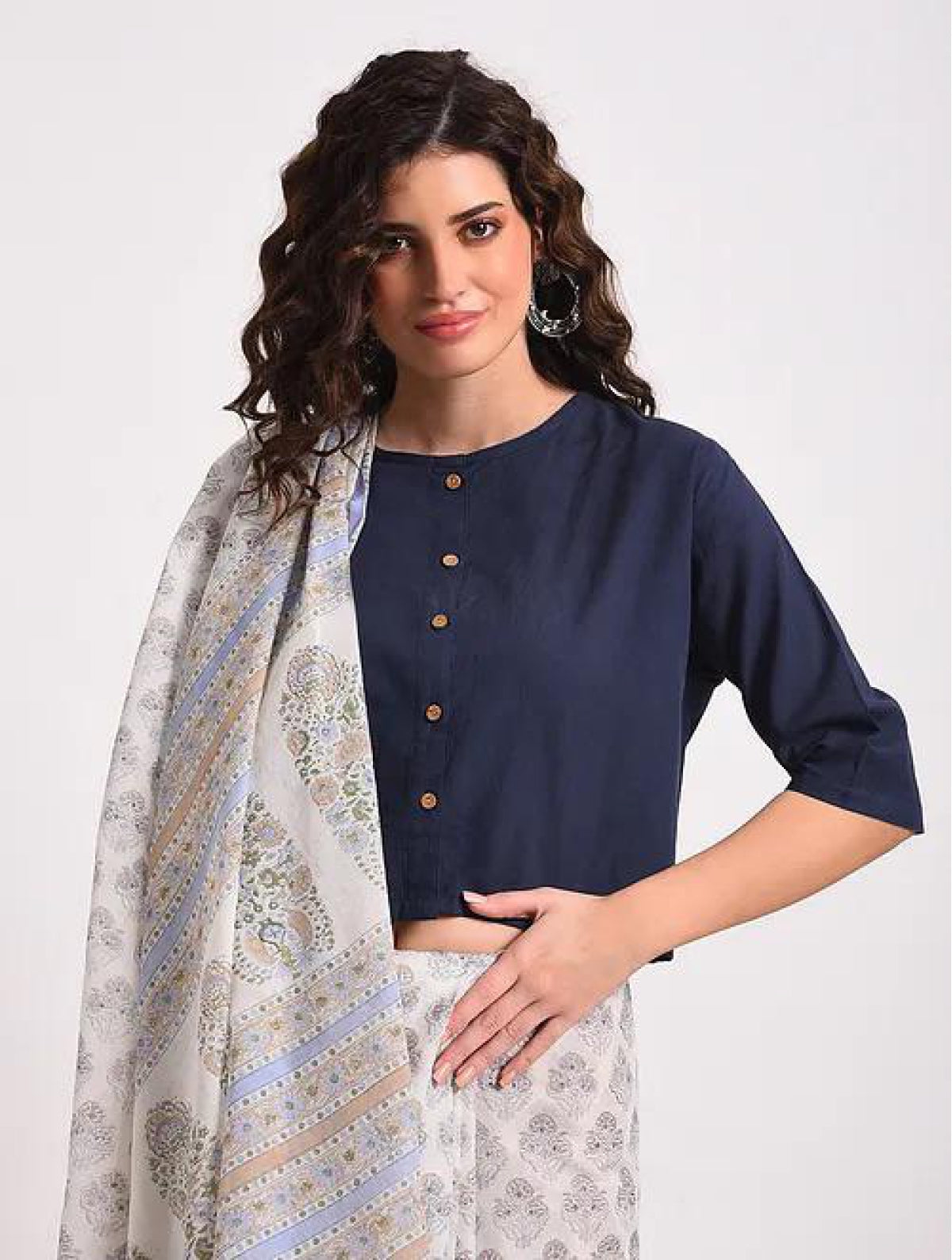 Navy Blue Cotton Blouse