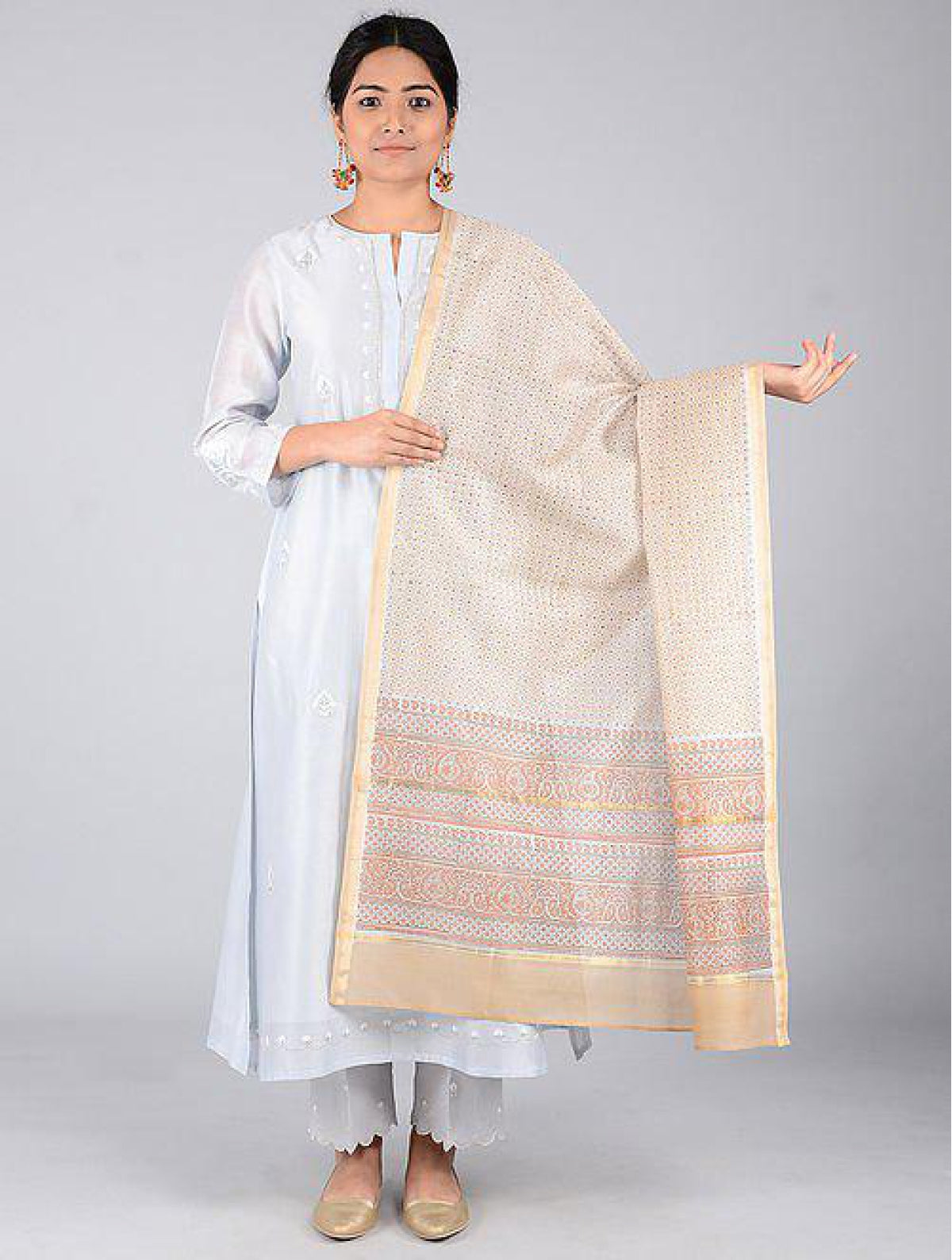 Beige Chanderi Dupatta