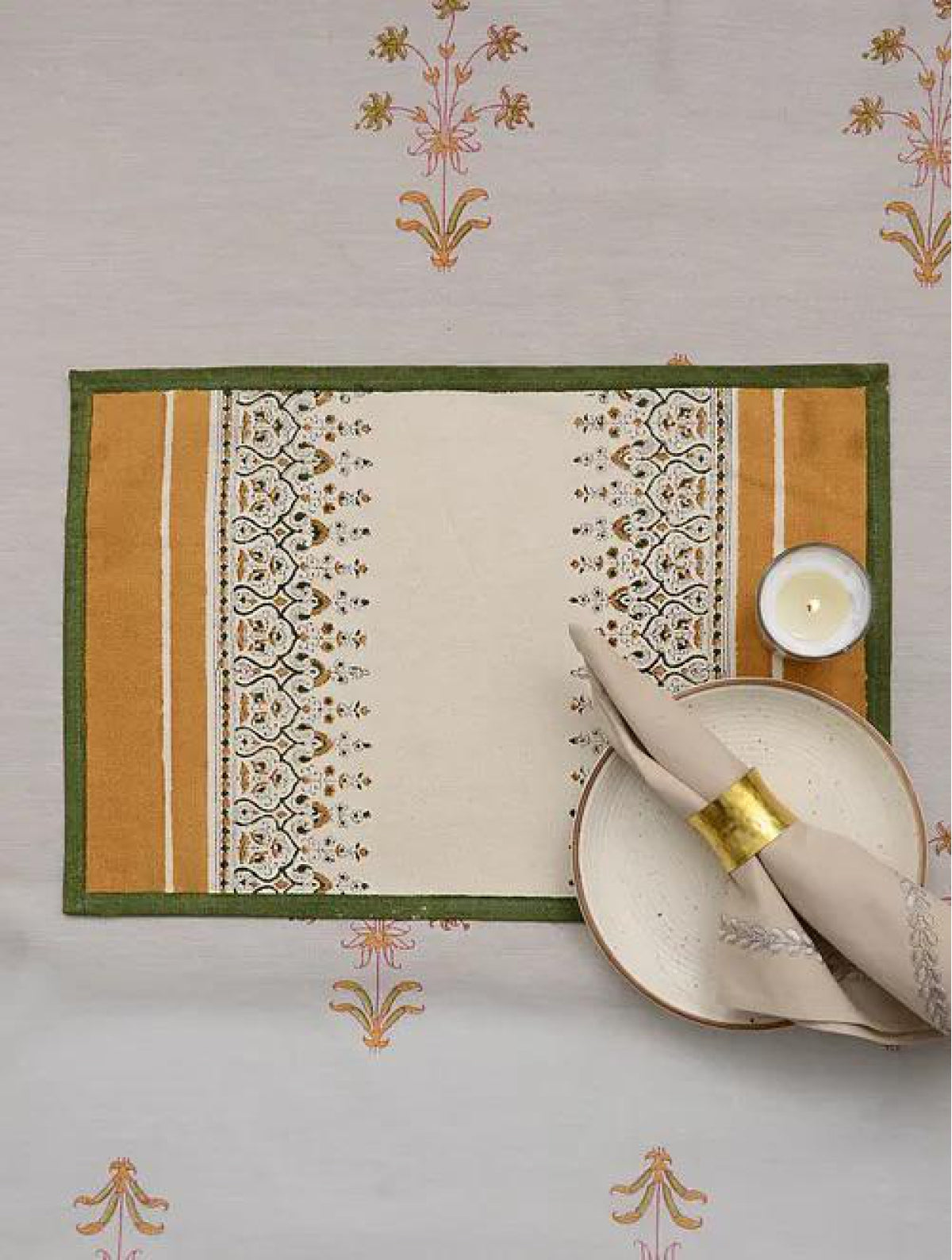 White and Yellow left and right Table Mats (Set of 2)