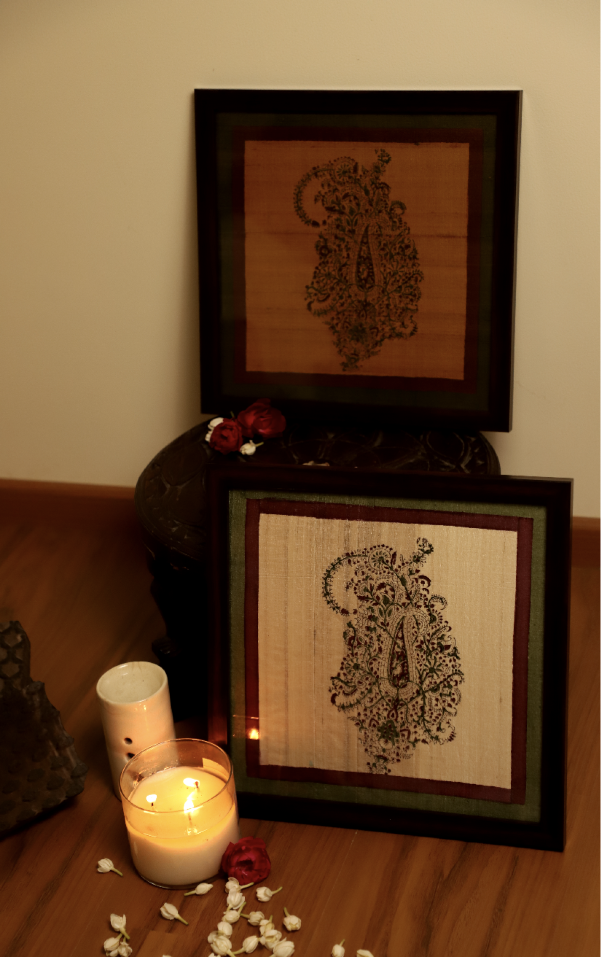 Set Of 2- Handblock Printed Wooden Wall Frame