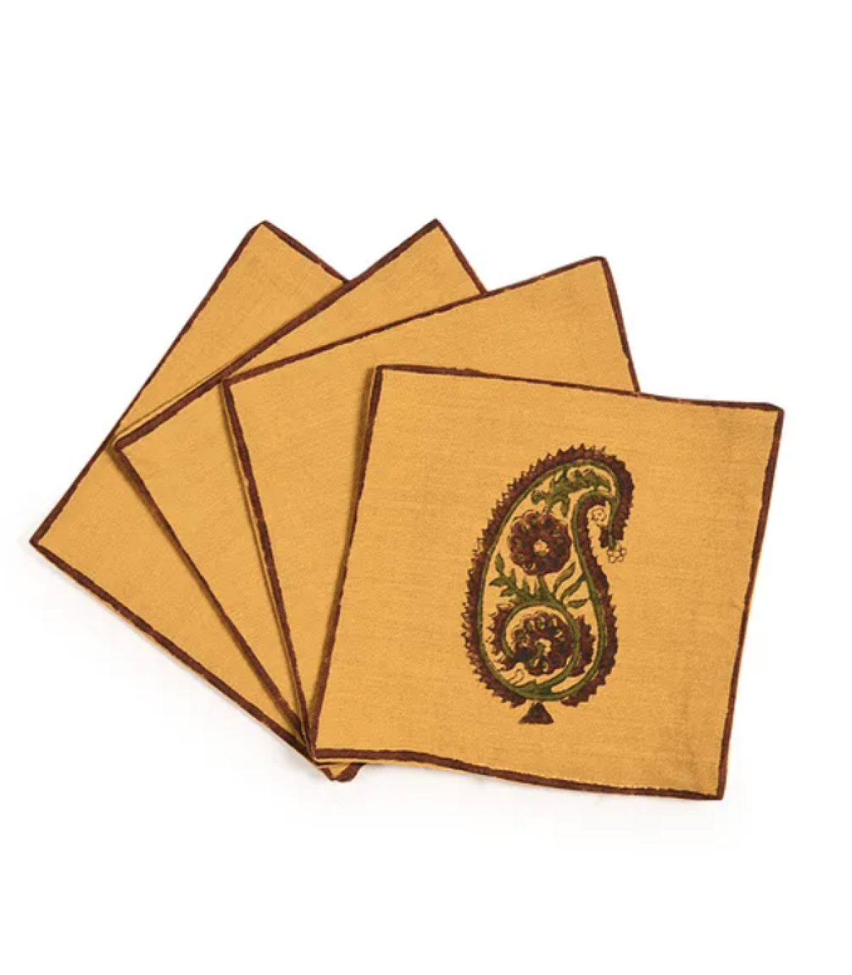 Set of 4 Yellow Fabric Coaster