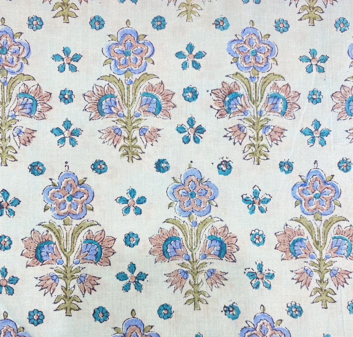 Cotton Baby Blue Floral Fabric by Meter