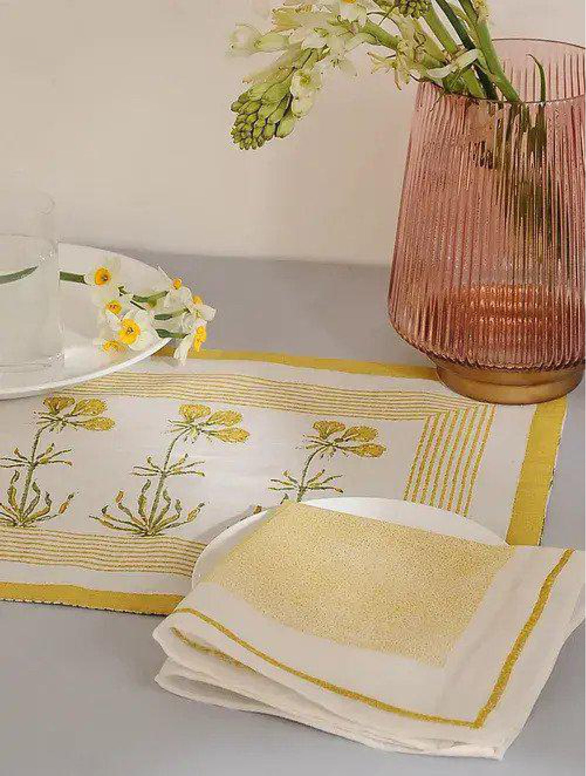 Yellow Boota Table Mats with Napkins (Set of 12)
