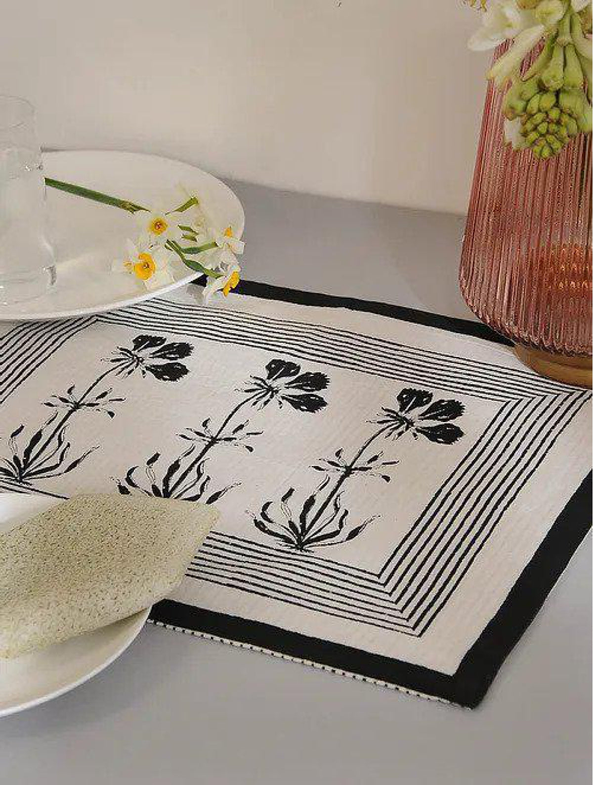 Black boota Table Mats (Set of 2)