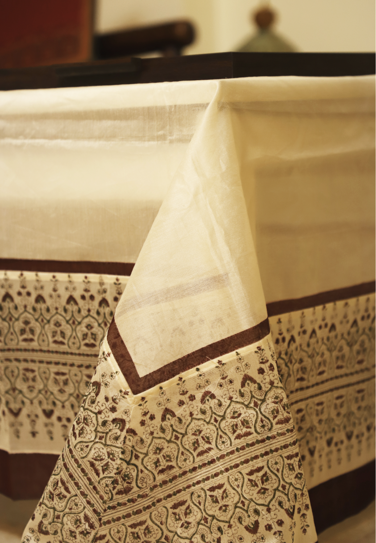 Chanderi Handblock printed table cover