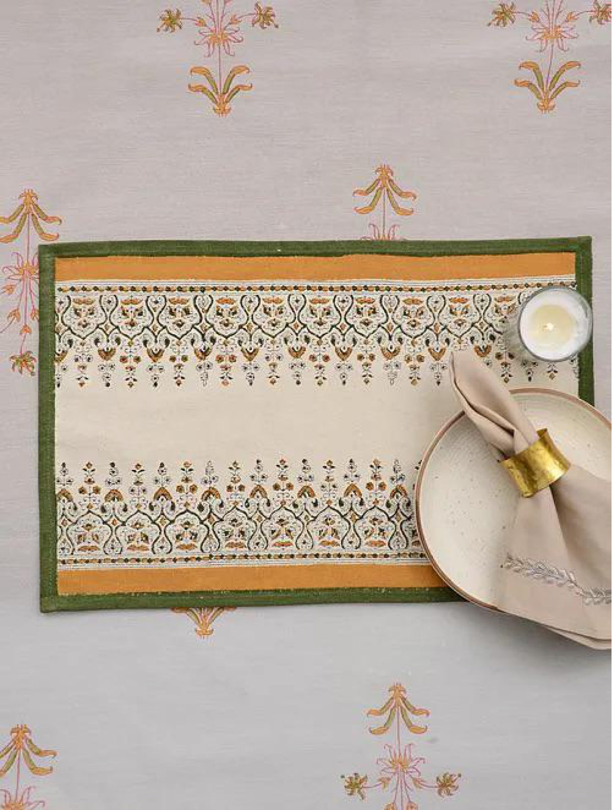 White-Yellow Opposite Table Mats (Set of 2)