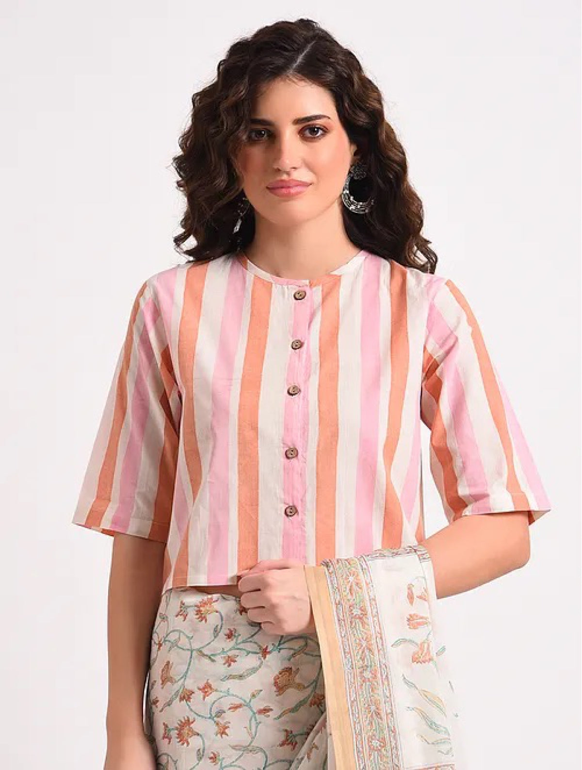 Pink and Peach Cotton Blouse