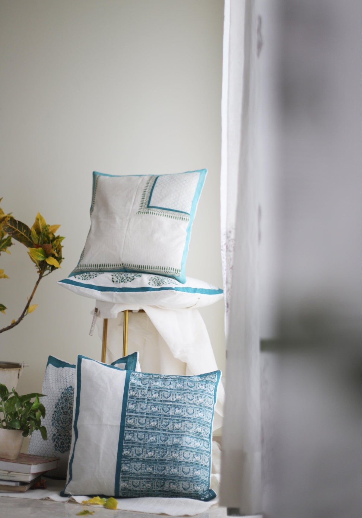 Square Blue Cushion Cover (Set of 2)