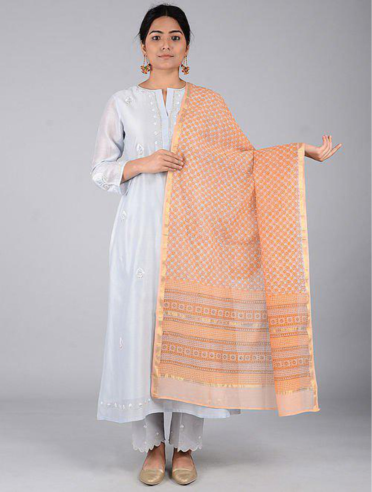 Rust Chanderi Dupatta