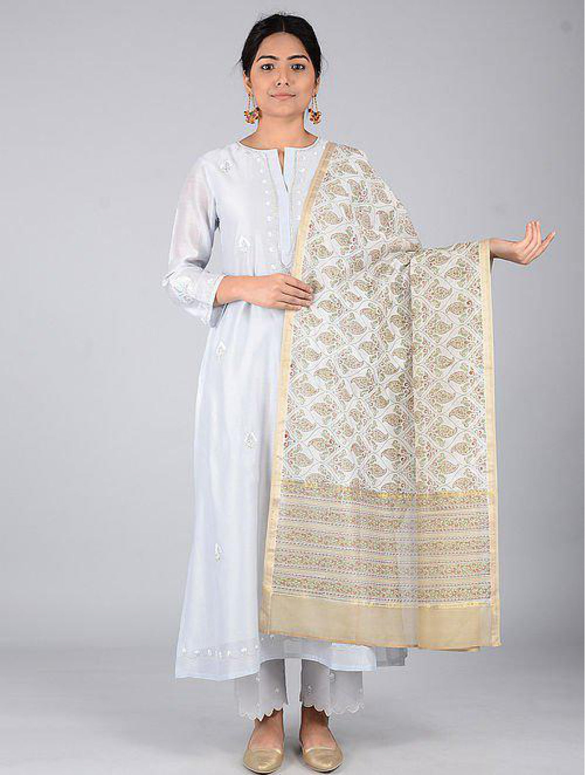 Beige Chanderi Dupatta