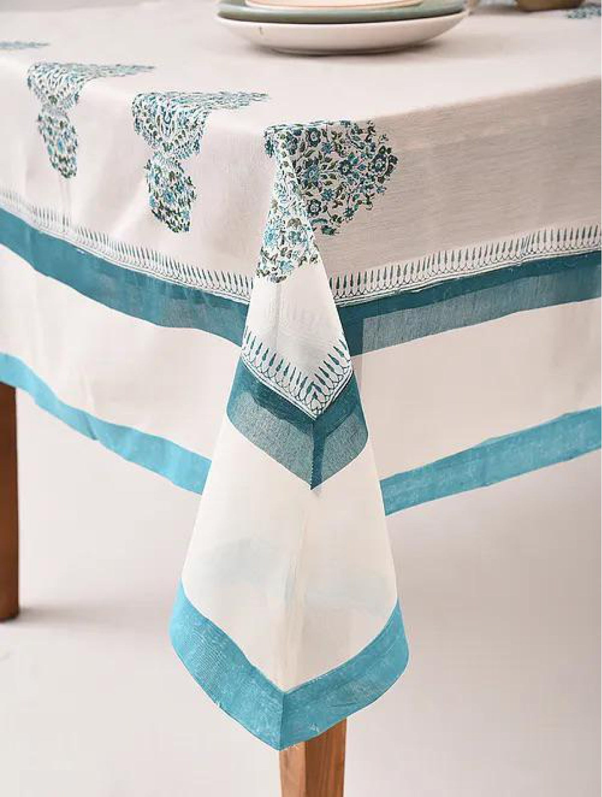 Table Cover Blue Paisely (87 inches X 60 inches )
