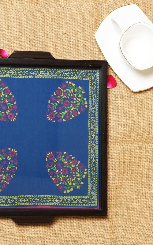 Blue 4 Paisely Tray 12*12