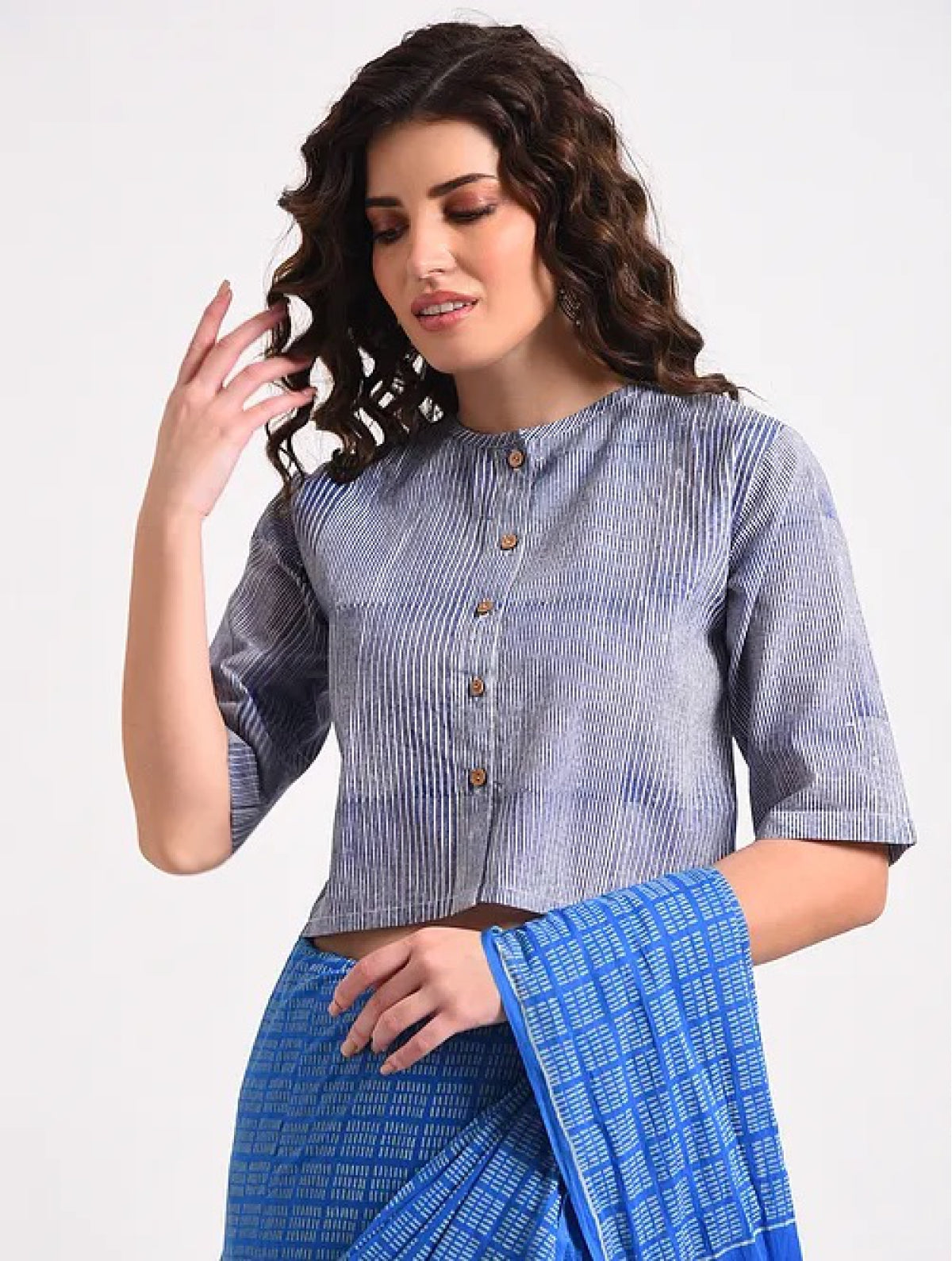 Indigo Cotton Blouse