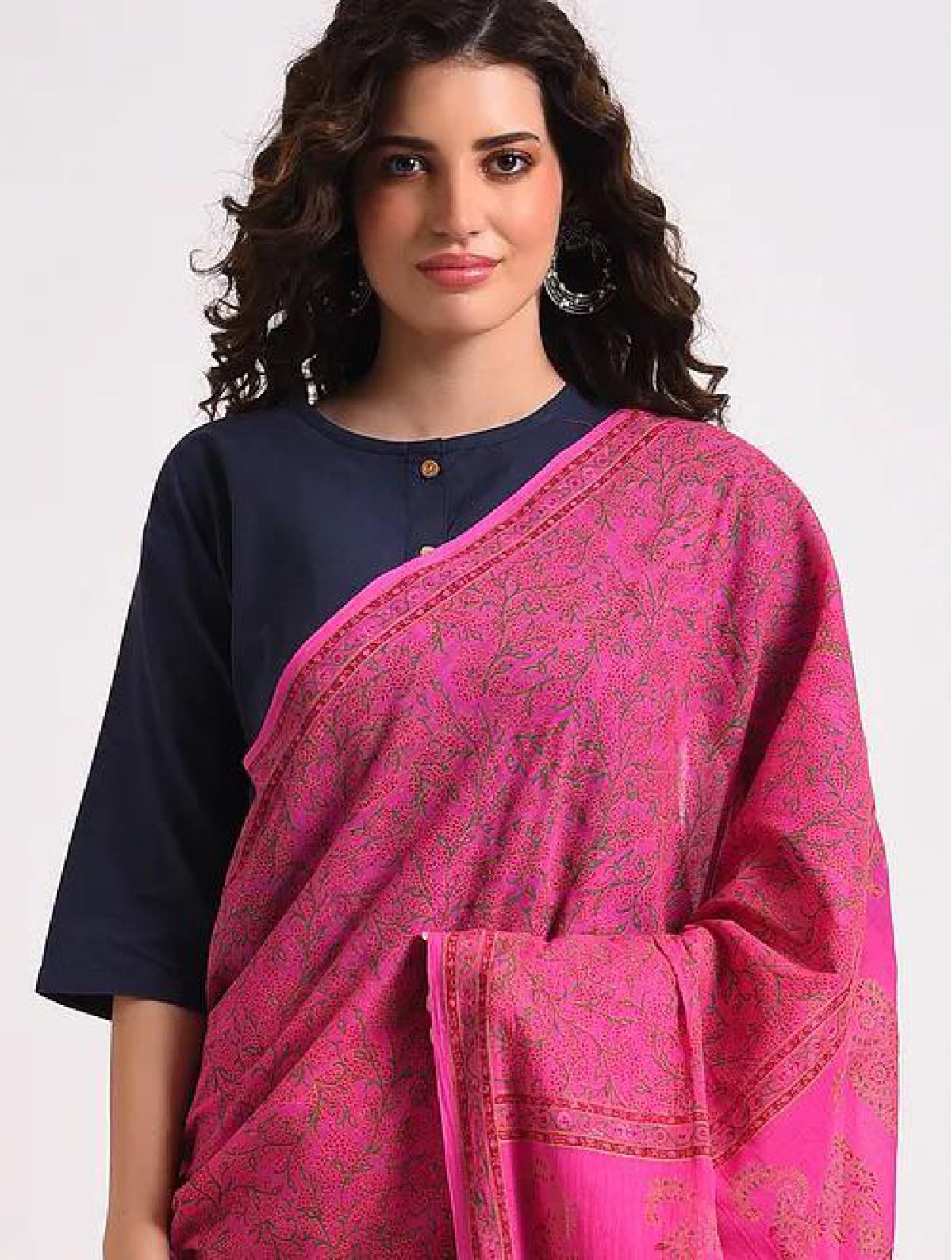 Fuschia Pink Cotton Saree