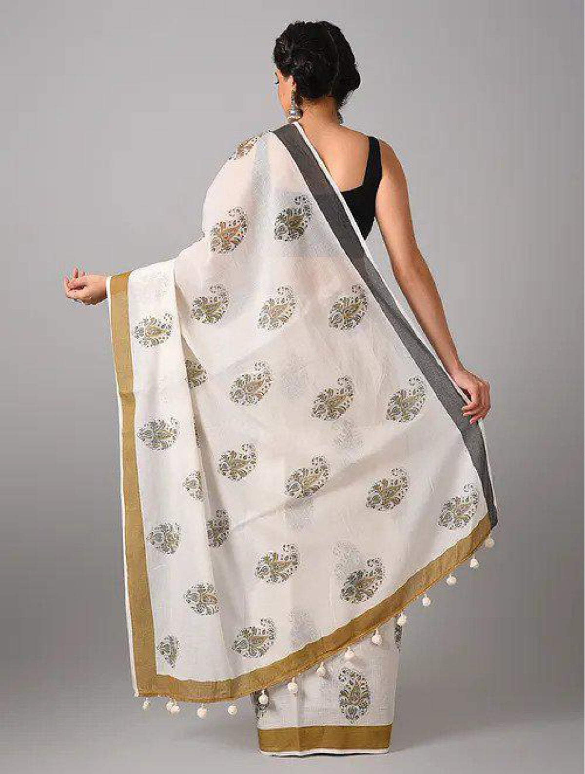 Off White Mughal Cotton Saree