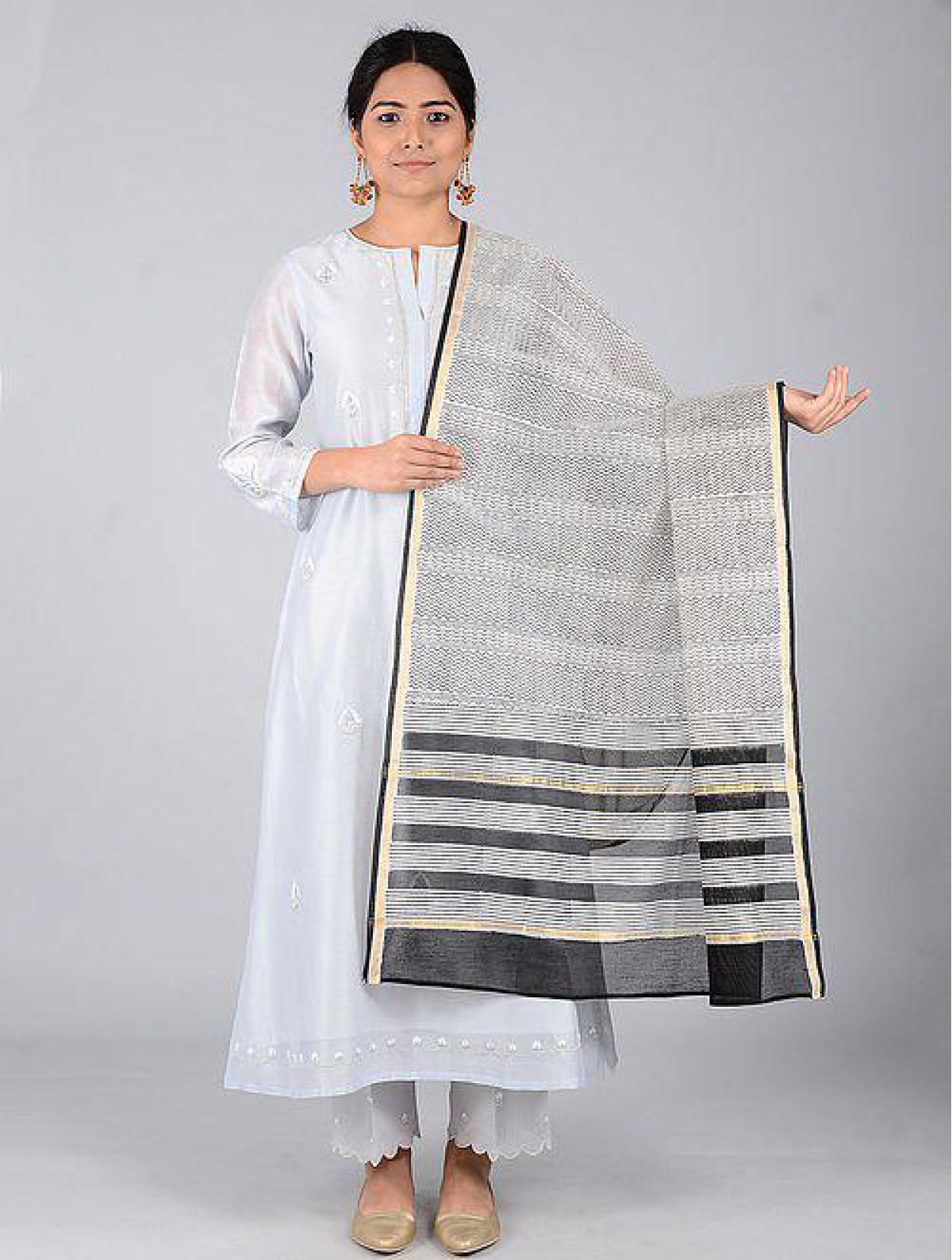 Black Chanderi Dupatta