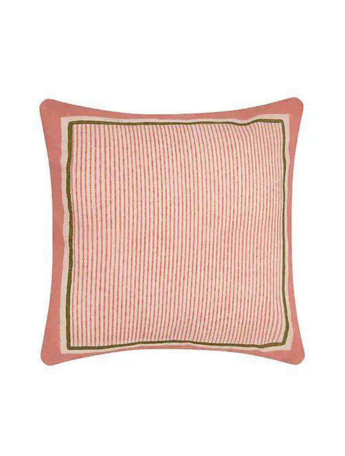 Pink & White Set Of 2 Hand Block Printed Cushion Cover
