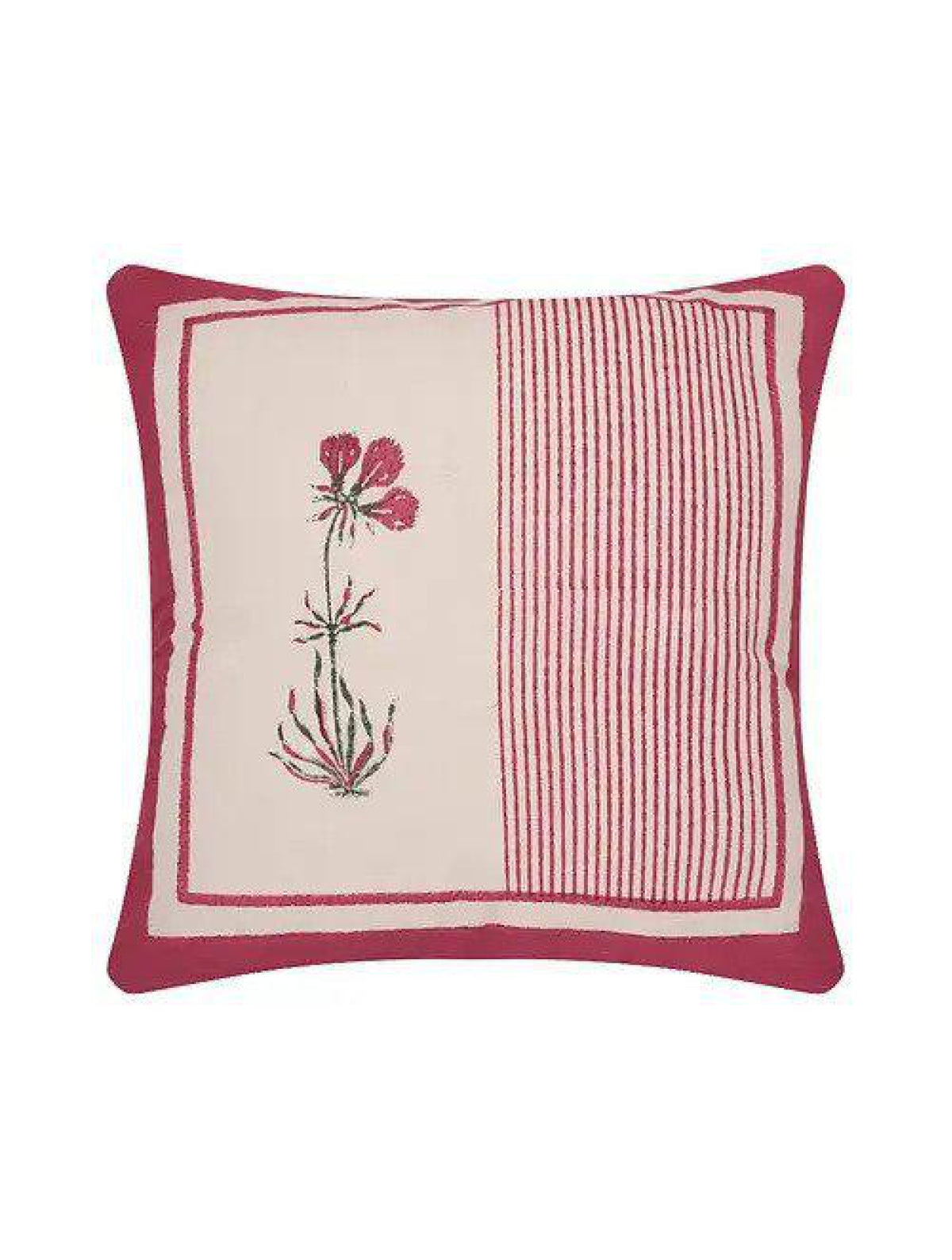 Blue & Olive Set Of 2 Hand Block Printed Cushion Cover