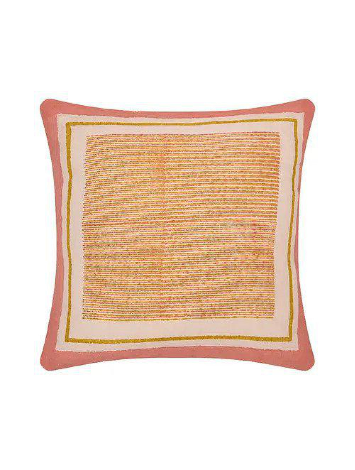 Yellow & White Set Of 2 Hand Block Printed Cushion Cover